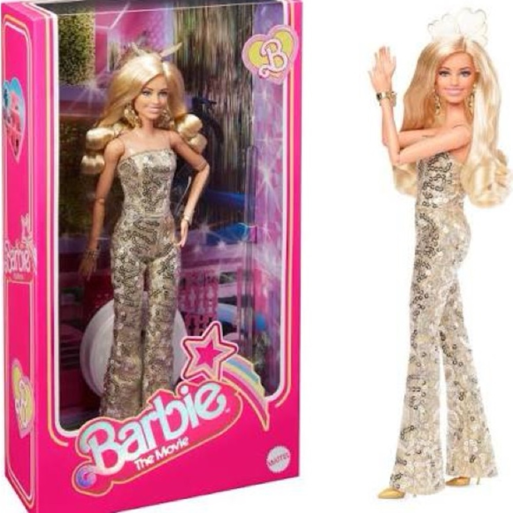 Barbie The Movie Doll in Gold Disco Jumpsuit